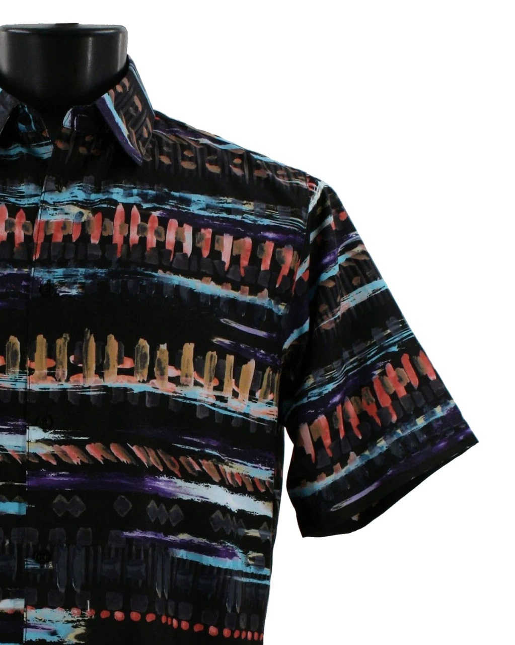 Bassiri Short Sleeve Camp Shirt - Black With Multi-Color Paint Marks 6 Bassiri Short Sleeve Camp Shirt - Black With Multi-Color Paint Marks - Image 4