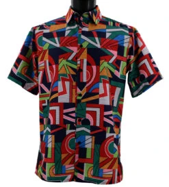 Bassiri Short Sleeve Camp Shirt - Modernism Multi Color Mix