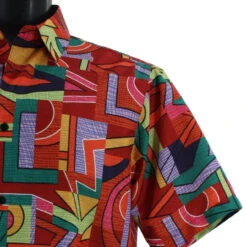 Bassiri Short Sleeve Camp Shirt - Modernism Red Mix -Fashion Formal Wear Store BSI SS 1059 3 84455.1680625489