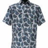 Bassiri Short Sleeve Camp Shirt - Black & Blue Fancy Paisley Design -Fashion Formal Wear Store BSI SS 63951 73885.1652200309
