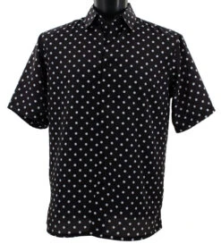 Bassiri Short Sleeve Camp Shirt - White Dots On Black