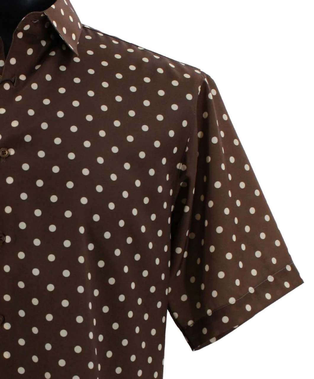 Bassiri Short Sleeve Camp Shirt - Cream Dots On Brown 6 Bassiri Short Sleeve Camp Shirt - Cream Dots On Brown - Image 4