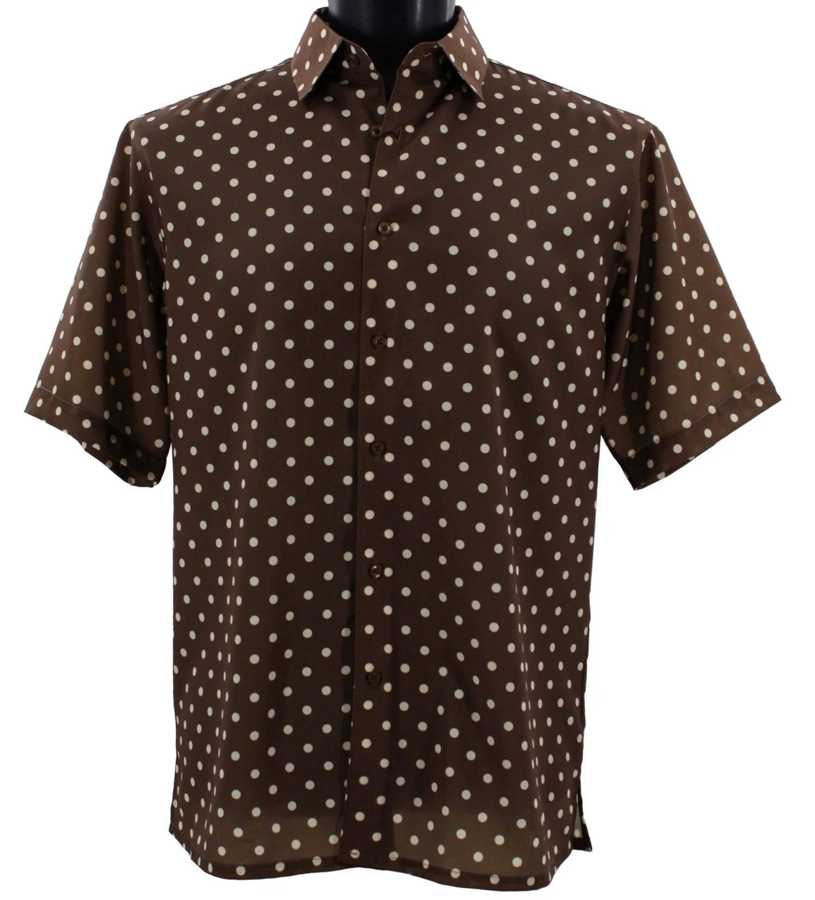Bassiri Short Sleeve Camp Shirt - Cream Dots On Brown 3 Bassiri Short Sleeve Camp Shirt - Cream Dots On Brown