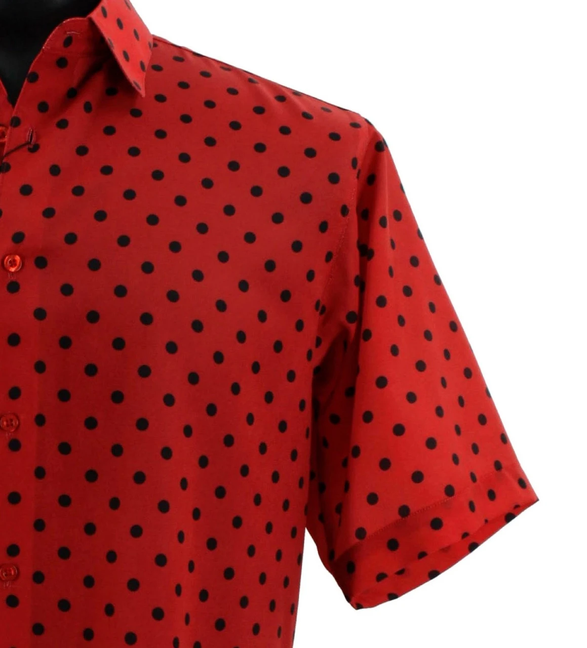 Bassiri Short Sleeve Camp Shirt - Black Dots On Red 4 Bassiri Short Sleeve Camp Shirt - Black Dots On Red - Image 2