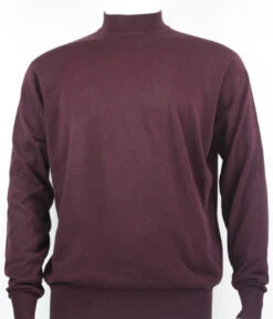Bassiri Mock Neck Silk Knit Long Sleeve Sweater - Plum