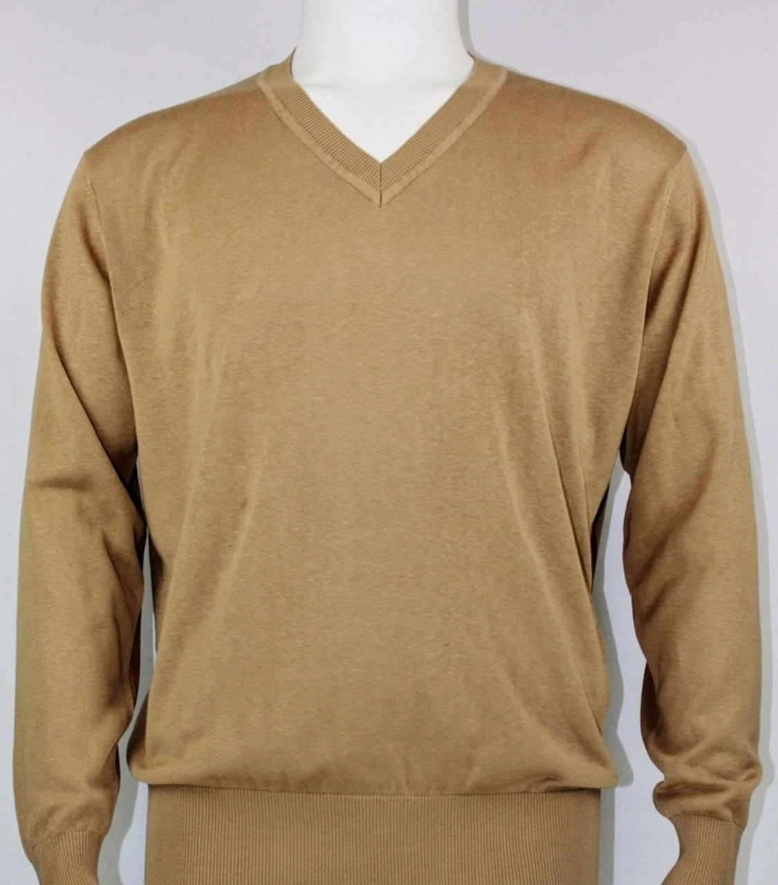 Bassiri V-Neck Silk Knit Long Sleeve Sweater - Wheat 9 Bassiri V-Neck Silk Knit Long Sleeve Sweater - Wheat - Image 7