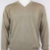 Bassiri V-Neck Silk Knit Long Sleeve Sweater - Wheat