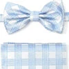 Light Blue & White Plaid Pre-Tied Silk Bow Tie Set -Fashion Formal Wear Store BWTH 402 88309.1543186910