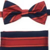 Red And Navy Regiment Stripes Pre-Tied Silk Bow Tie Set -Fashion Formal Wear Store BWTH 451 74743.1543184517