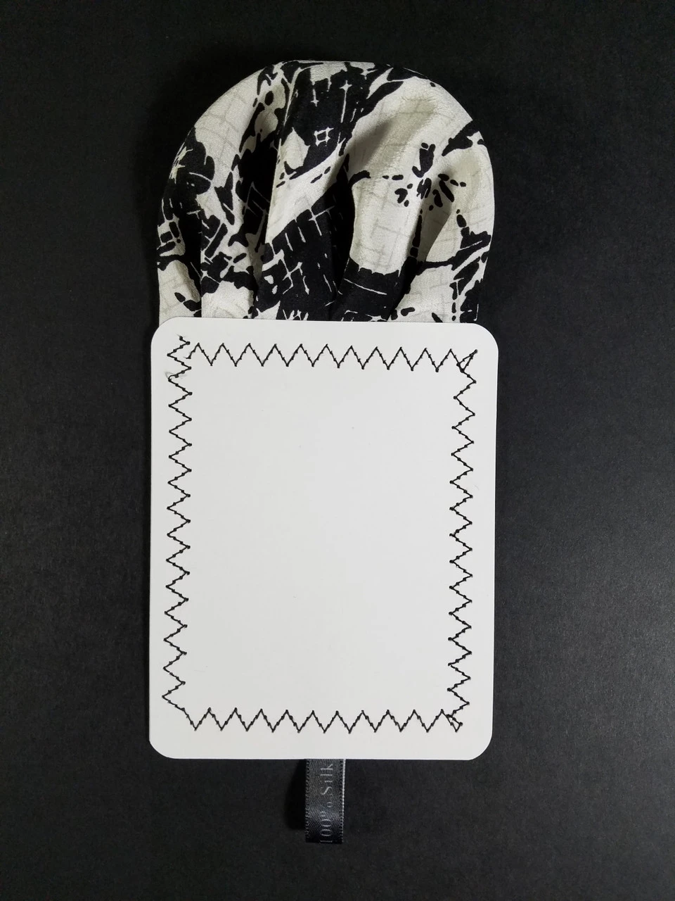 100% Silk Pre-Folded Fan Design Pocket Square Insert - Black & White Floral 5 100% Silk Pre-Folded Fan Design Pocket Square Insert - Black & White Floral - Image 3