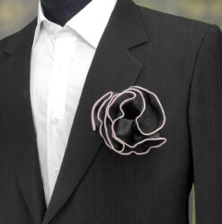 Antonio Ricci 2-in-1 Pouf Round Pocket Square - Pink On Black 6 Antonio Ricci 2-in-1 Pouf Round Pocket Square - Pink On Black -Fashion Formal Wear Store Black Pink 1 40417.1675883353