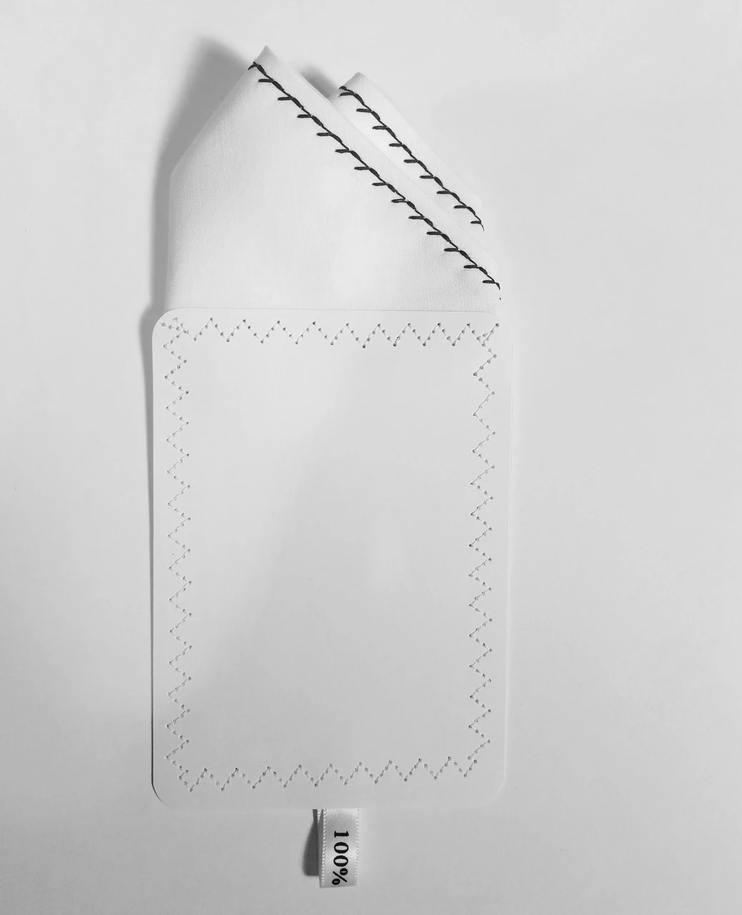 100% Cotton Pre-Folded Pocket Square Handkerchief Insert - Black On White 5 100% Cotton Pre-Folded Pocket Square Handkerchief Insert - Black On White - Image 3