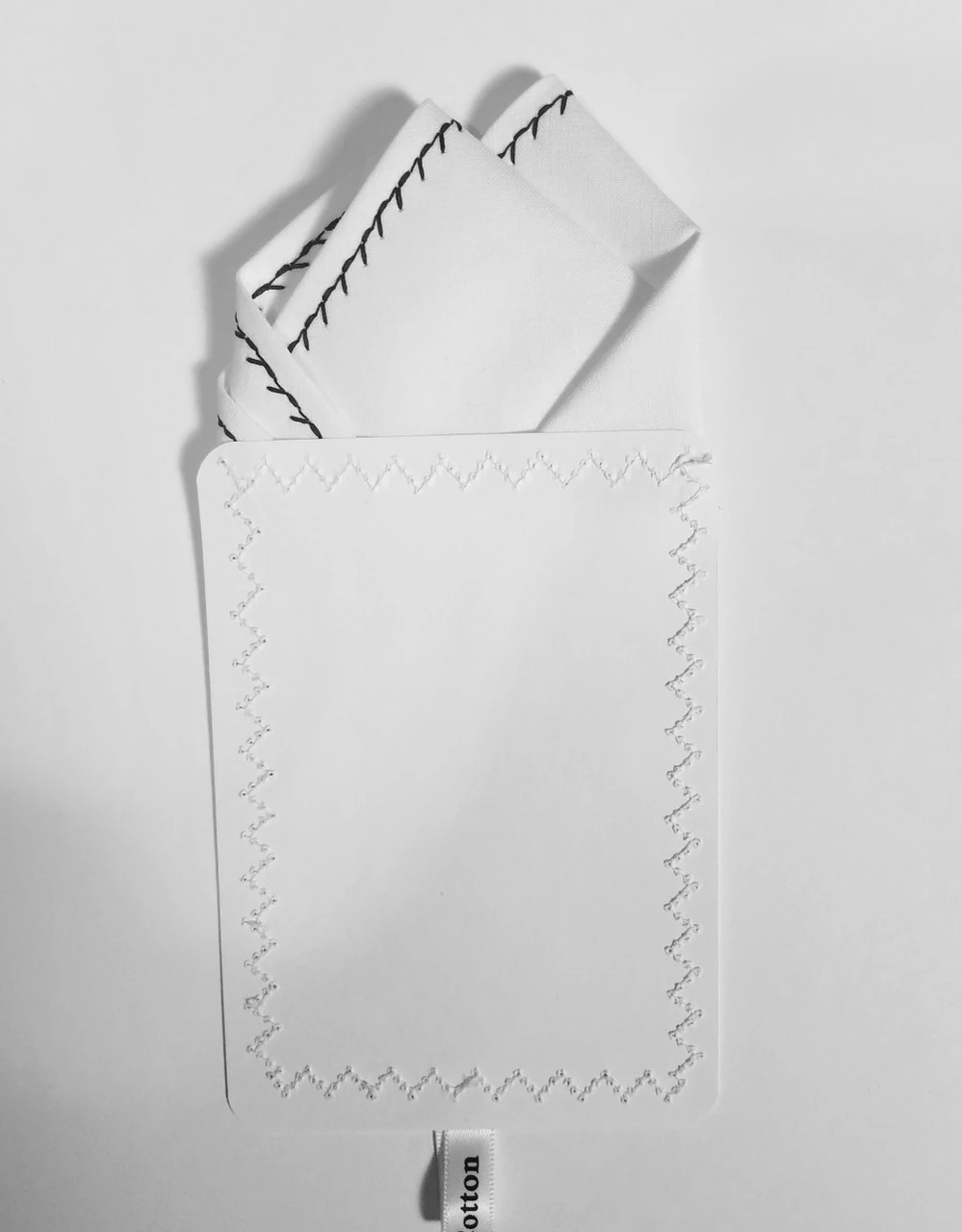 100% Cotton Pre-Folded Pocket Square Handkerchief Insert - Black On White 7 100% Cotton Pre-Folded Pocket Square Handkerchief Insert - Black On White - Image 5