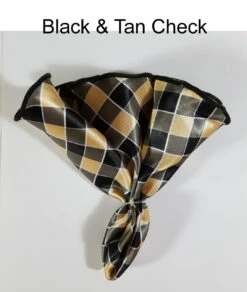 Antonio Ricci 2-in-1 Pouf Round Pocket Square - Black & Tan Check -Fashion Formal Wear Store Black Tan Check4 ebay 20817.1651353724