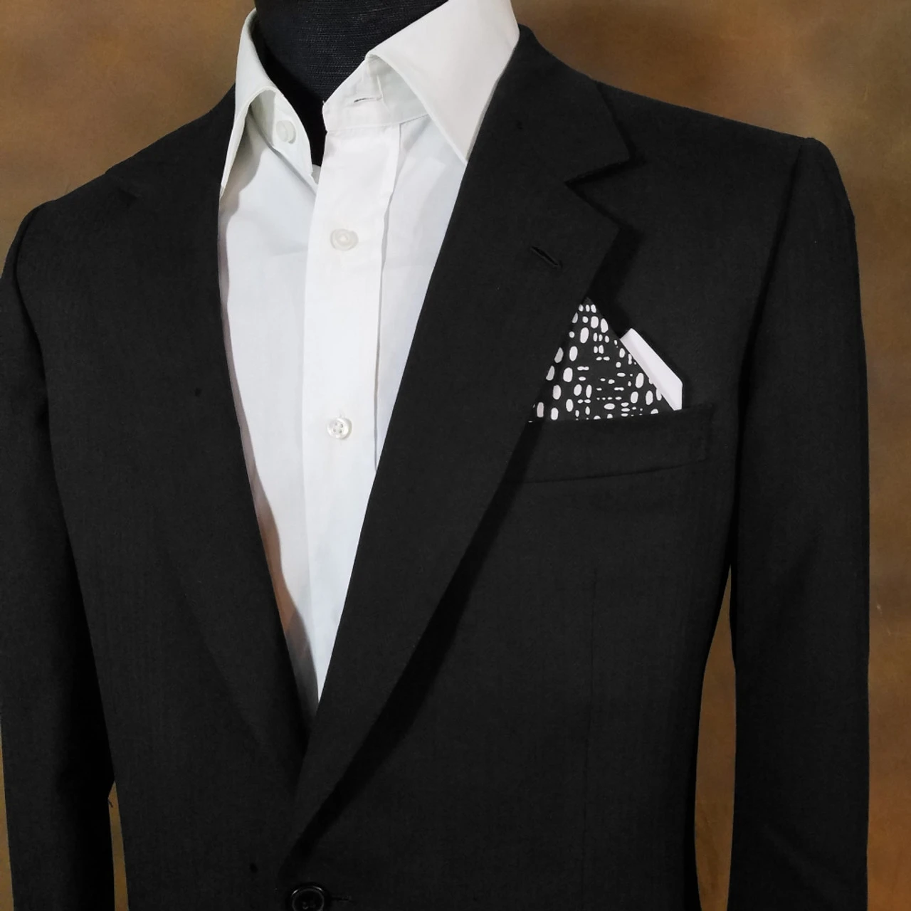 Two-Tone Black & White Abstract Ovals 100% Cotton Pre-Folded Pocket Square Insert 4 Two-Tone Black & White Abstract Ovals 100% Cotton Pre-Folded Pocket Square Insert - Image 2