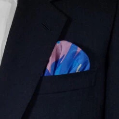 100% Silk Pre-Folded Pocket Square Insert - Blue & Pink Mix