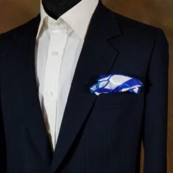 Antonio Ricci 2-in-1 Pouf Round Pocket Square - Blue With White Swirl Pattern -Fashion Formal Wear Store BlueSwirl 2 00413.1661636049