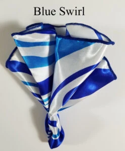 Antonio Ricci 2-in-1 Pouf Round Pocket Square - Blue With White Swirl Pattern -Fashion Formal Wear Store BlueSwirl ebay 31387.1661636049