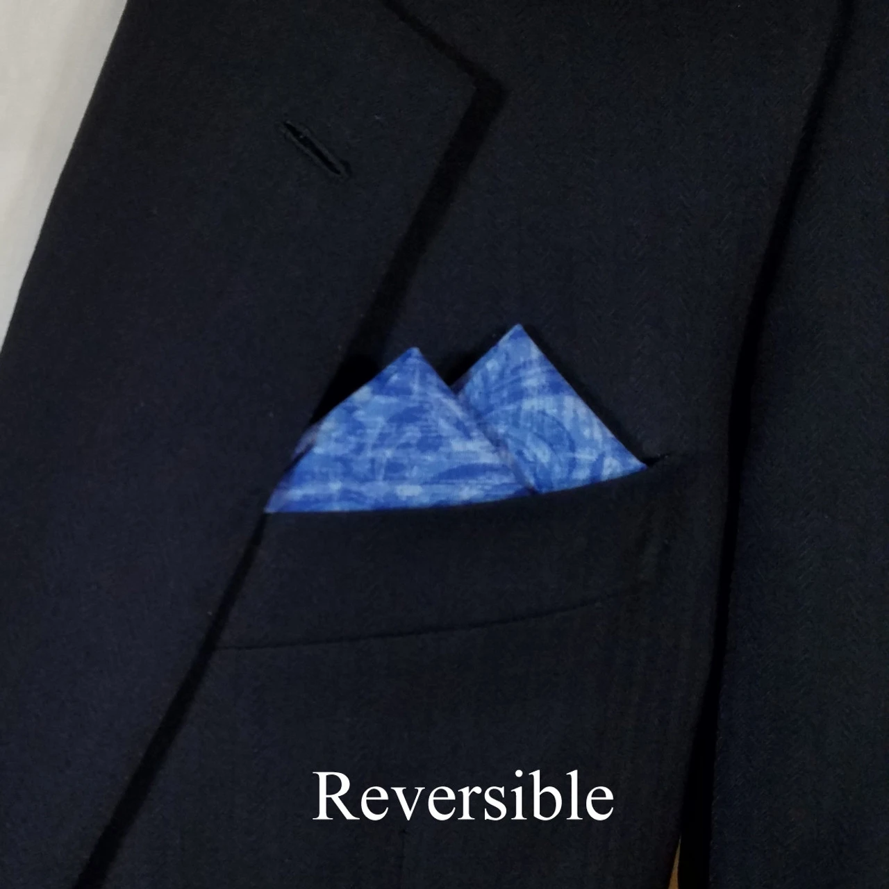 100% Cotton Pre-Folded Pocket Square Handkerchief Insert - Blue Floral Swirl 6 100% Cotton Pre-Folded Pocket Square Handkerchief Insert - Blue Floral Swirl - Image 4