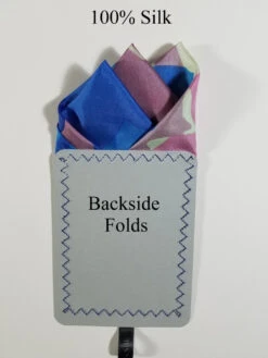 100% Silk Blue & Pink Mix Pre-Folded Pocket Square Insert -Fashion Formal Wear Store Blue Pink Abstract2 4 08278.1678302685