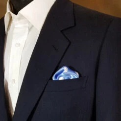 Antonio Ricci 2-in-1 Pouf Round Pocket Square - Blue With White Polka Dots -Fashion Formal Wear Store Blue PolkaDot 2 54971.1656621644