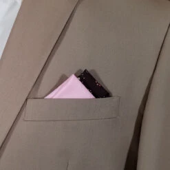100% Cotton Pre-Folded Pocket Square Handkerchief Insert - Mod Brown & Pink -Fashion Formal Wear Store Brown Mod 2 82187.1665421549