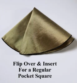 Antonio Ricci 2-in-1 Dark Gold 100% Dupioni Silk Pouf Round Pocket Square -Fashion Formal Wear Store DarkGold 3 24428.1675545757