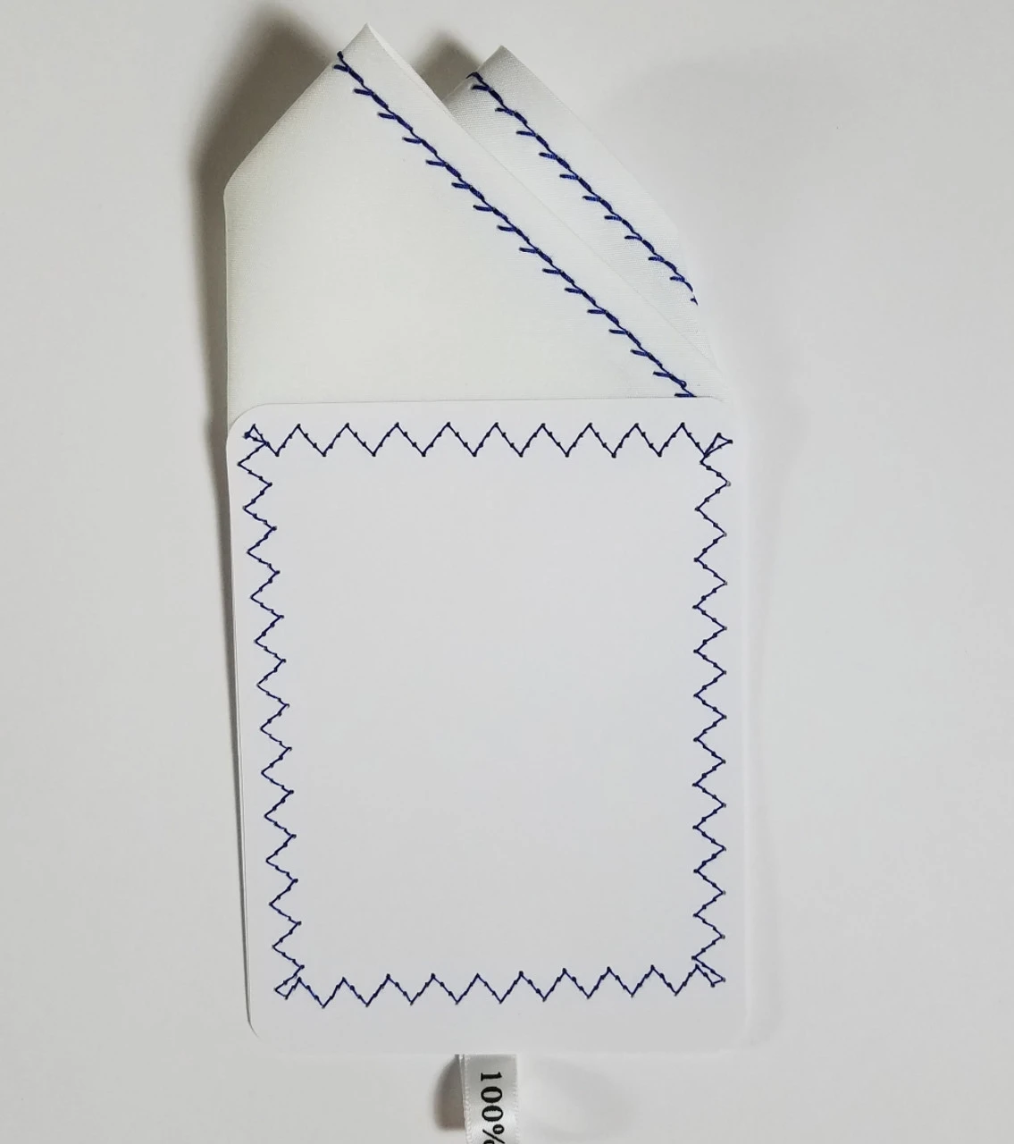 100% Cotton Pre-Folded Pocket Square Handkerchief Insert - Dark Blue On White 5 100% Cotton Pre-Folded Pocket Square Handkerchief Insert - Dark Blue On White - Image 3