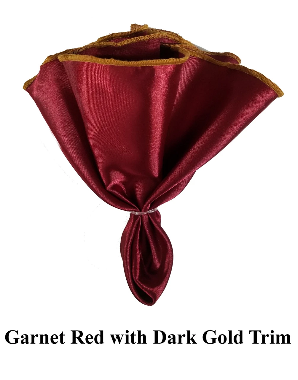 Antonio Ricci 2-in-1 Pouf Round Pocket Square - Gold Trim On Garnet Red 5 Antonio Ricci 2-in-1 Pouf Round Pocket Square - Gold Trim On Garnet Red - Image 3