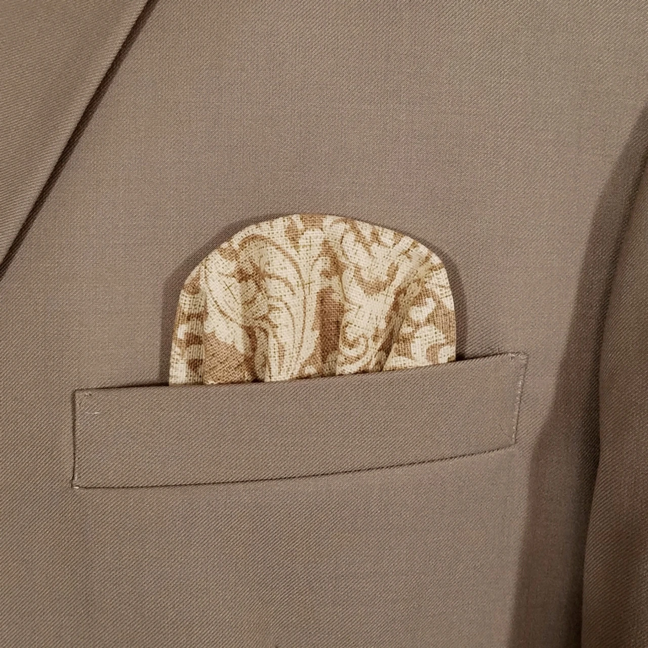 Tan 100% Cotton Pre-Folded Pocket Square Insert 3 Tan 100% Cotton Pre-Folded Pocket Square Insert