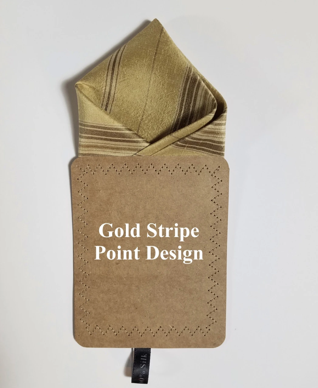 100% Silk Gold & Brown Stripe Point Design Pre-Folded Pocket Square Insert 7 100% Silk Gold & Brown Stripe Point Design Pre-Folded Pocket Square Insert - Image 5