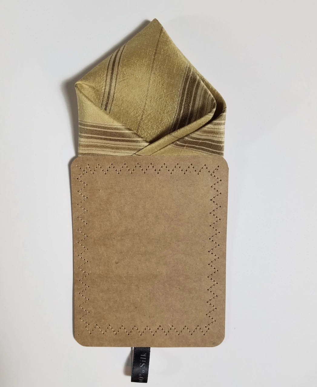 100% Silk Gold & Brown Stripe Point Design Pre-Folded Pocket Square Insert 5 100% Silk Gold & Brown Stripe Point Design Pre-Folded Pocket Square Insert - Image 3