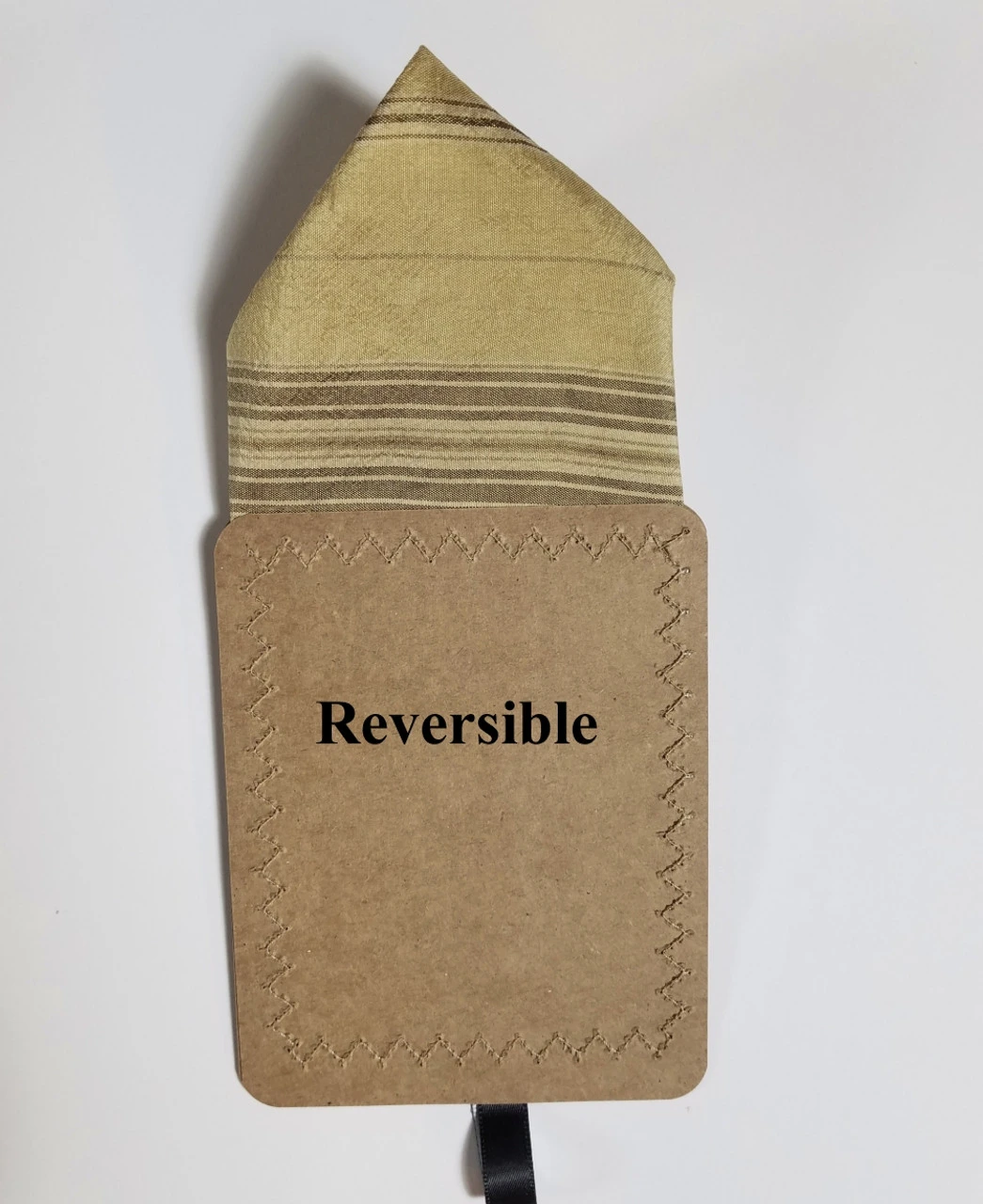100% Silk Gold & Brown Stripe Point Design Pre-Folded Pocket Square Insert 6 100% Silk Gold & Brown Stripe Point Design Pre-Folded Pocket Square Insert - Image 4