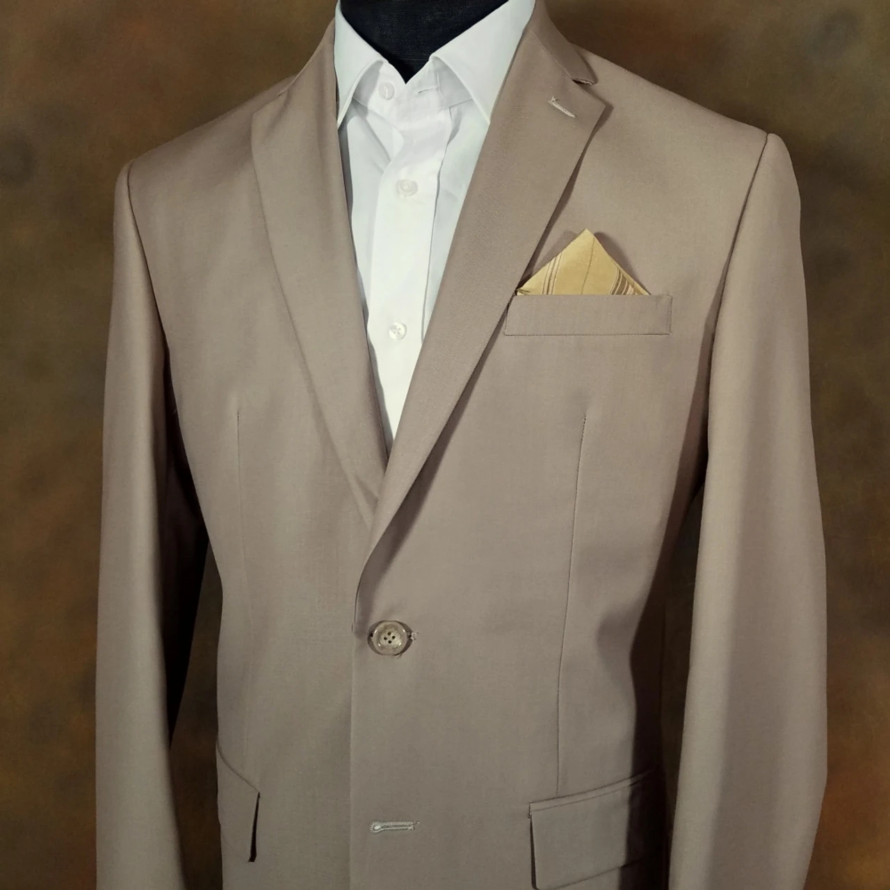 100% Silk Gold & Brown Stripe Point Design Pre-Folded Pocket Square Insert 4 100% Silk Gold & Brown Stripe Point Design Pre-Folded Pocket Square Insert - Image 2