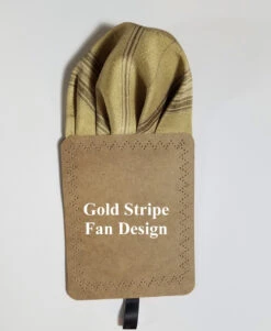 100% Silk Gold & Brown Stripe Fan Design Pre-Folded Pocket Square Insert -Fashion Formal Wear Store GoldStripe2 ebay2 78639.1673029543