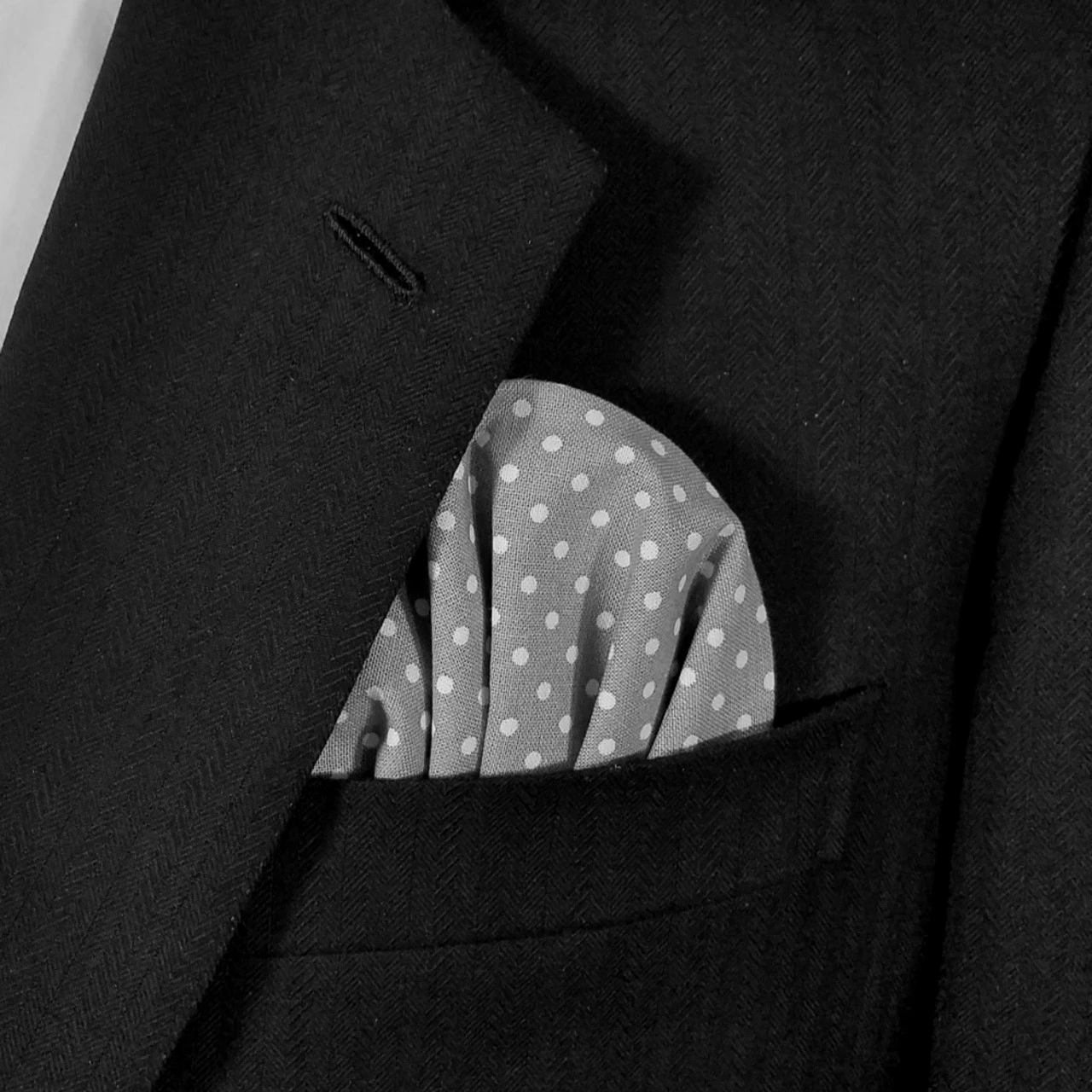 Grey Polka Dots - 100% Cotton Pre-Folded Pocket Square Insert 3 Grey Polka Dots - 100% Cotton Pre-Folded Pocket Square Insert