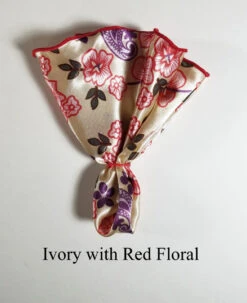 Antonio Ricci 2-in-1 Pouf Round Pocket Square - Ivory With Red Floral -Fashion Formal Wear Store Ivory Red Floral ebAY 22159.1683484053