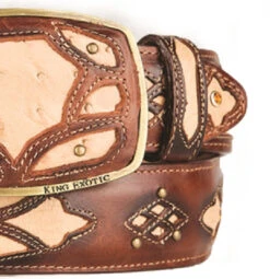 King Exotic Genuine Ostrich Quill Cut-Out Design Western Belt - Faded Oryx -Fashion Formal Wear Store KE BLT 4C11F0315 3 82855.1613429162