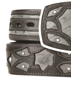 King Exotic Genuine Ostrich Quill Cut-Out Design Western Belt - Faded Grey -Fashion Formal Wear Store KE BLT 4C11F0338 4 30632.1613429162