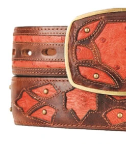 King Exotic Genuine Ostrich Quill Cut-Out Design Western Belt - Faded Cognac -Fashion Formal Wear Store KE BLT 4C11F0357 3 26004.1613429162