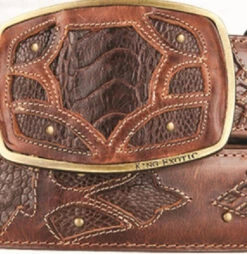 King Exotic Genuine Ostrich Leg Cut-Out Design Western Belt - Faded Brown -Fashion Formal Wear Store KE BLT 4C11F0516 2 91962.1613514472