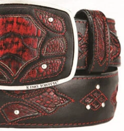 King Exotic Genuine Ostrich Leg Cut-Out Design Western Belt - Black Cherry -Fashion Formal Wear Store KE BLT 4C11F0518 3 18434.1613514468