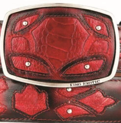 King Exotic Genuine Ostrich Leg Cut-Out Design Western Belt - Faded Red -Fashion Formal Wear Store KE BLT 4C11F0529 2 14822.1613514472