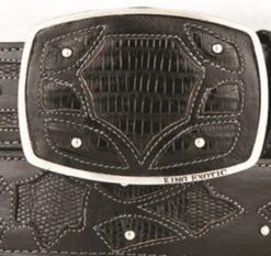 King Exotic Genuine Teju Lizard Cut-Out Design Western Belt - Black -Fashion Formal Wear Store KE BLT 4C11F0705 2 92557.1613639292
