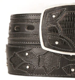 King Exotic Genuine Teju Lizard Cut-Out Design Western Belt - Black -Fashion Formal Wear Store KE BLT 4C11F0705 3 21349.1613639292