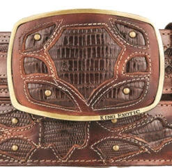 King Exotic Genuine Teju Lizard Cut-Out Design Western Belt - Faded Brown -Fashion Formal Wear Store KE BLT 4C11F0716 2 35572.1613639331