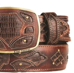 King Exotic Genuine Teju Lizard Cut-Out Design Western Belt - Faded Brown -Fashion Formal Wear Store KE BLT 4C11F0716 4 84819.1613639331