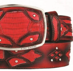 King Exotic Genuine Teju Lizard Cut-Out Design Western Belt - Faded Red -Fashion Formal Wear Store KE BLT 4C11F0729 4 31221.1613594529
