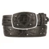King Exotic Genuine EEL Cut-Out Design Western Belt - Black