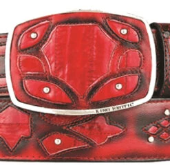 King Exotic Genuine EEL Cut-Out Design Western Belt - Faded Red -Fashion Formal Wear Store KE BLT 4C11F0829 2 45985.1613601691